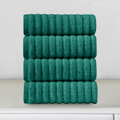 Elegant Comfort Luxury 100% Turkish Cotton Corduroy Ribbed 4 Pack Hand Towel Set 16 X 28 Inch - Absorbent, Super Soft, Quick Dry, Premium Towels For Bathroom, Gym, Spa And Hotel Use