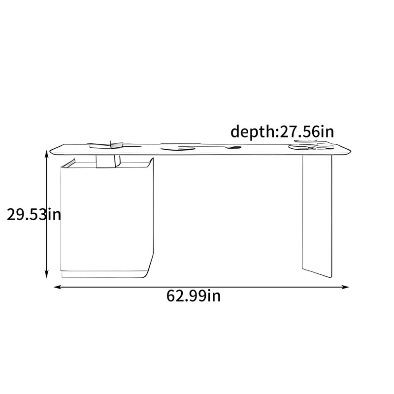 Bureau d'ordinateur élégant et simple, H 29,53 po x l 62,99 po x P 27,56 po