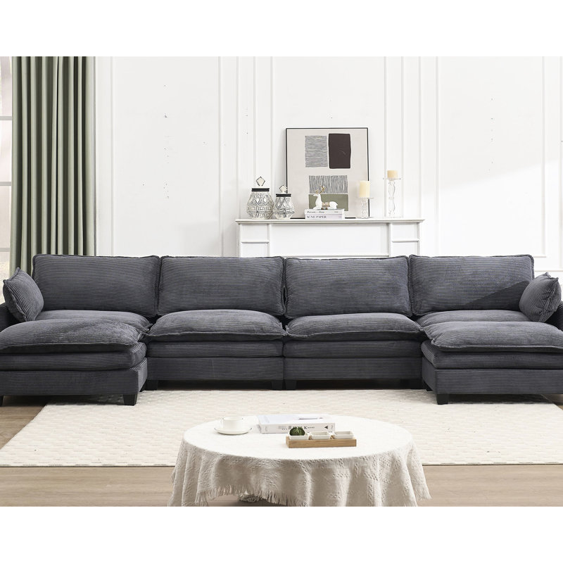 Coussin surdimensionné en velours avec 2 coussins d'assise et d'accoudoirs profonds pour la relaxation
