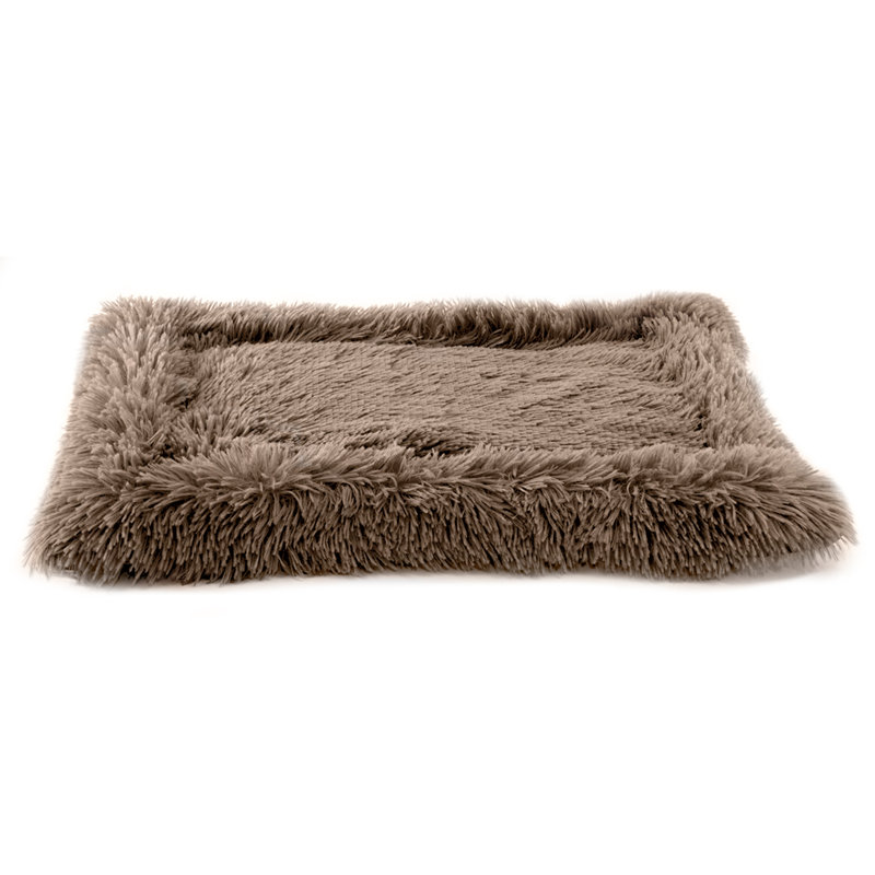 Tapis à bordure en fausse fourrure, Petit (l 18 po x P 26 po x H 2 po), Taupe