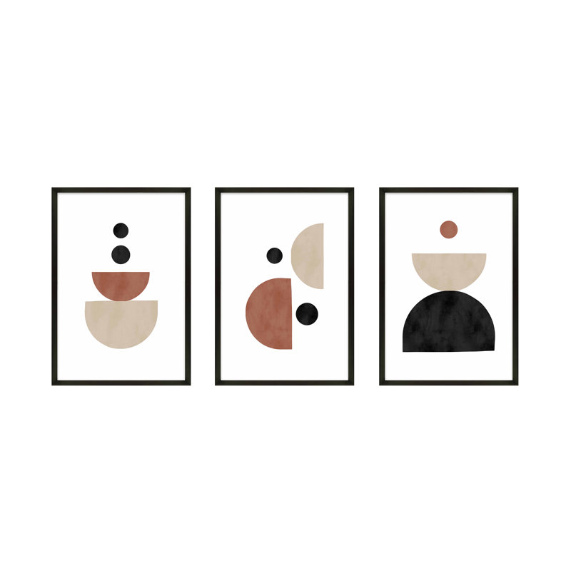 Geometric Shapes Print by Romina Gadler, 20" H x 14" W x 1.25" D, Black Framed Paper