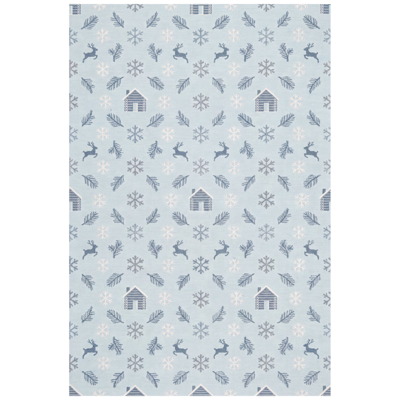 Tapis d'hiver Watermill, style géométrique moderne, bleu, gris et blanc, antidérapant, à poils courts, pour l'intérieur et l'extérieur, adapté aux animaux domestiques, idéal pour le salon, la chambre, la salle à manger, l'entrée, le corridor, le bureau ou un chalet. Décoration de Noël. Lavable.