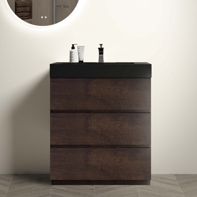 Modern Freestanding Bathroom Vanity With Sink Basin Without Drain And Faucet