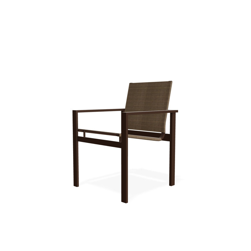 Tribeca Sling Stacking Arm Chair, Kona, Elevation Stone
