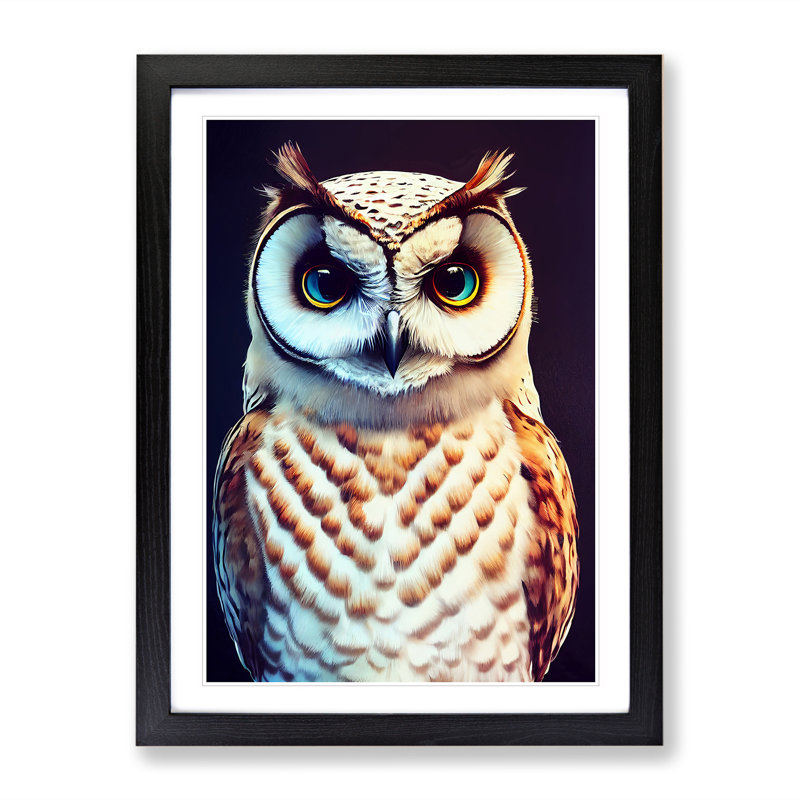 Owl Portrait No.2 - Framed Print, Black Framed, 34cm H x 25cm W x 2cm D