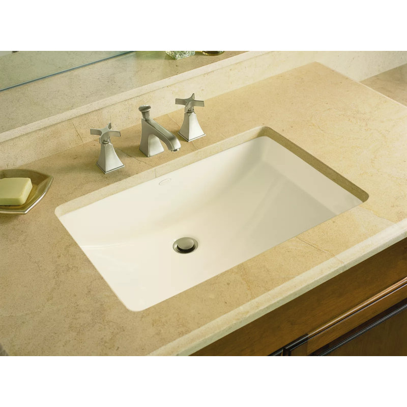 Ladena Vitreous China Rectangular Undermount Bathroom Sink, Mexican Sand