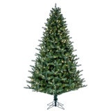 King Green Spruce Artificial Christmas Tree with LED Warm White Lights with Stand