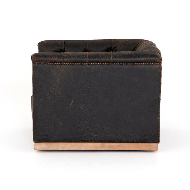 Maxx Swivel Chair, Destroyed Black Leather
