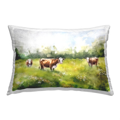 Coussin charmant avec charmantes vaches dans un champ par Ziwei Li