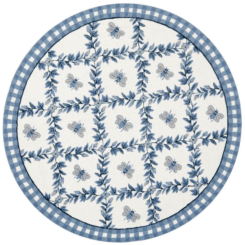 Tapis floral en laine crocheté à la main Kinchen, Rond 5 pi 6 po