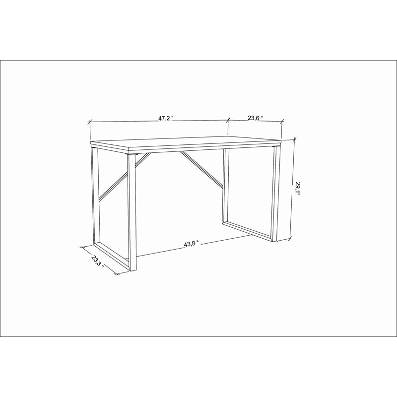 Riggs Steel Writing Desk, Dark Brown/Gold