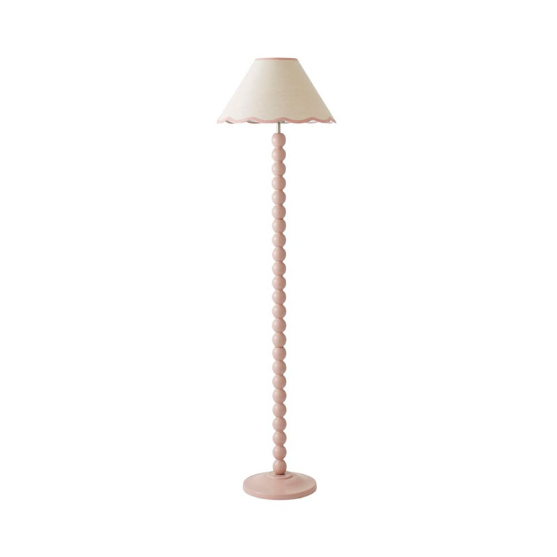 Bobbles 144cm Traditional Floor Lamp, White/Pink, Painted Rose