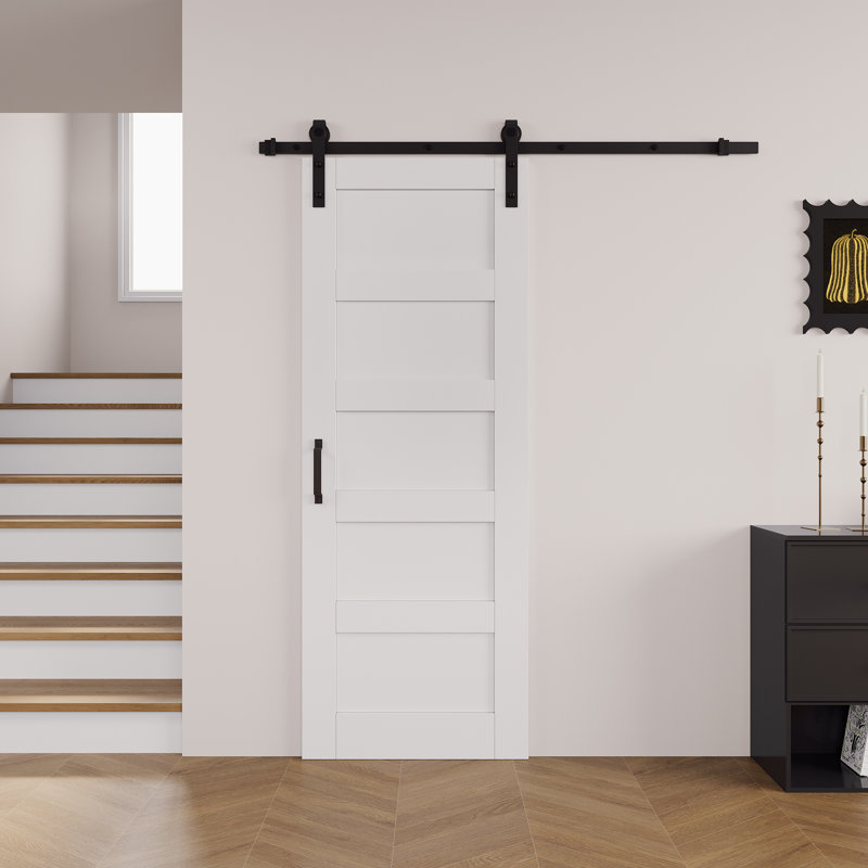 Porte de grange coulissante en bois massif 5-Lite avec quincaillerie d'installation (aucun assemblage requis), 32 po x 80 po