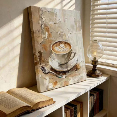 Canvas Wall Art, Latte Art Painting, Framed, Modern Wall Decor, Abstract Texture Canvas Print.