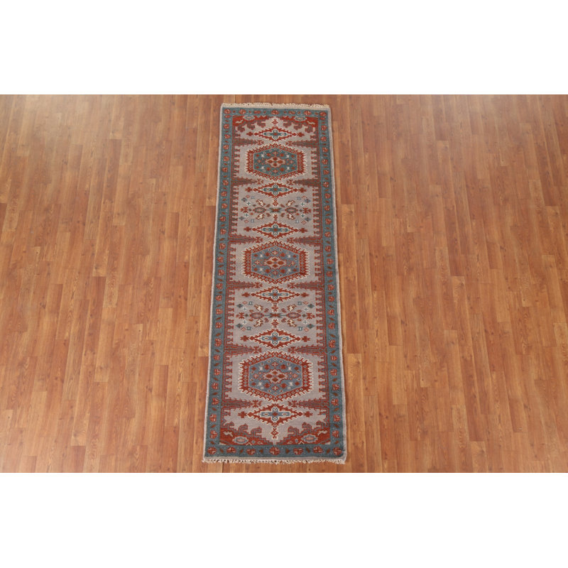 Tapis de couloir géométrique en laine 3x8