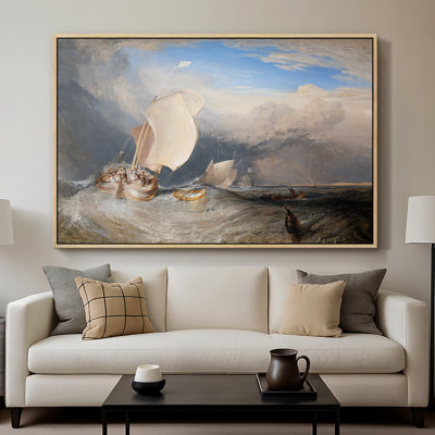 Bateaux de pêche avec des hucksters marchant pour le poisson, 1837-1838-J.M.W. Toile tendue avec châssis Turner