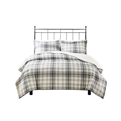 Plaid Printed Faux Wool To Fur King Comforter - Soft, Warmth, Machine Washable, And , Soft Warm, Washable Bedding