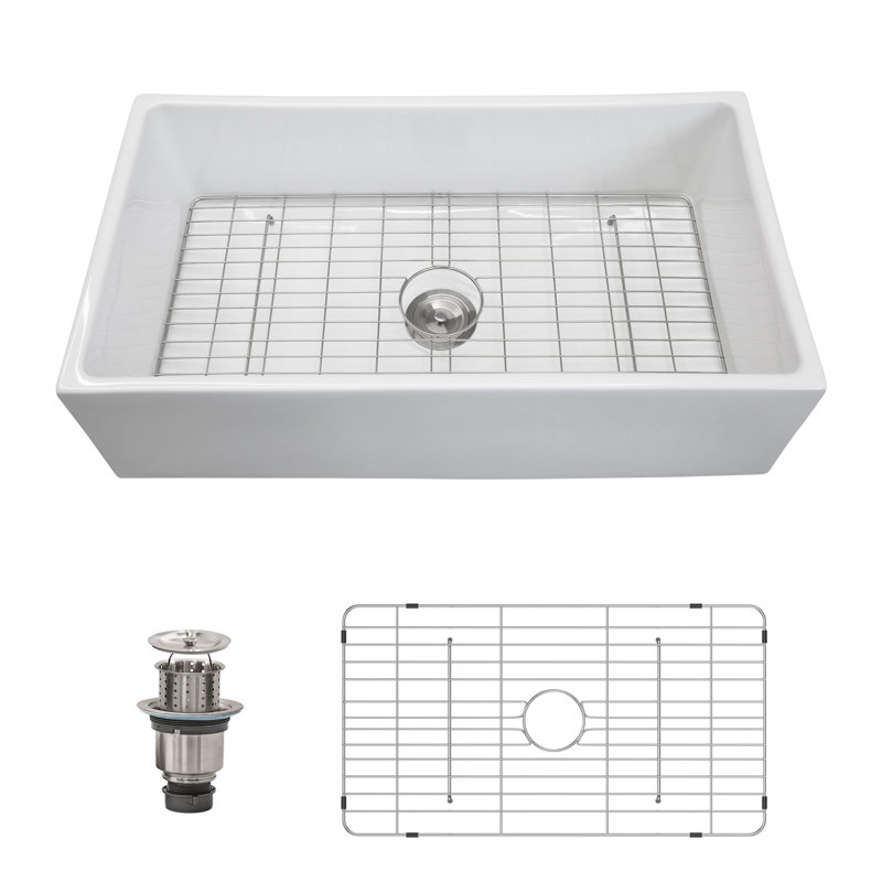 36"L x 20"W Farmhouse Apron Ceramic Kitchen Sink Rectangular Single Bowl Kitchen Sink
