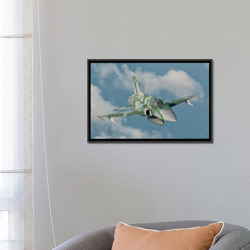 " Brazilian Air Force F-5 " by Giovanni Colla, 18" H x 26" W x 1.5" D, Black Framed Canvas, No Mat