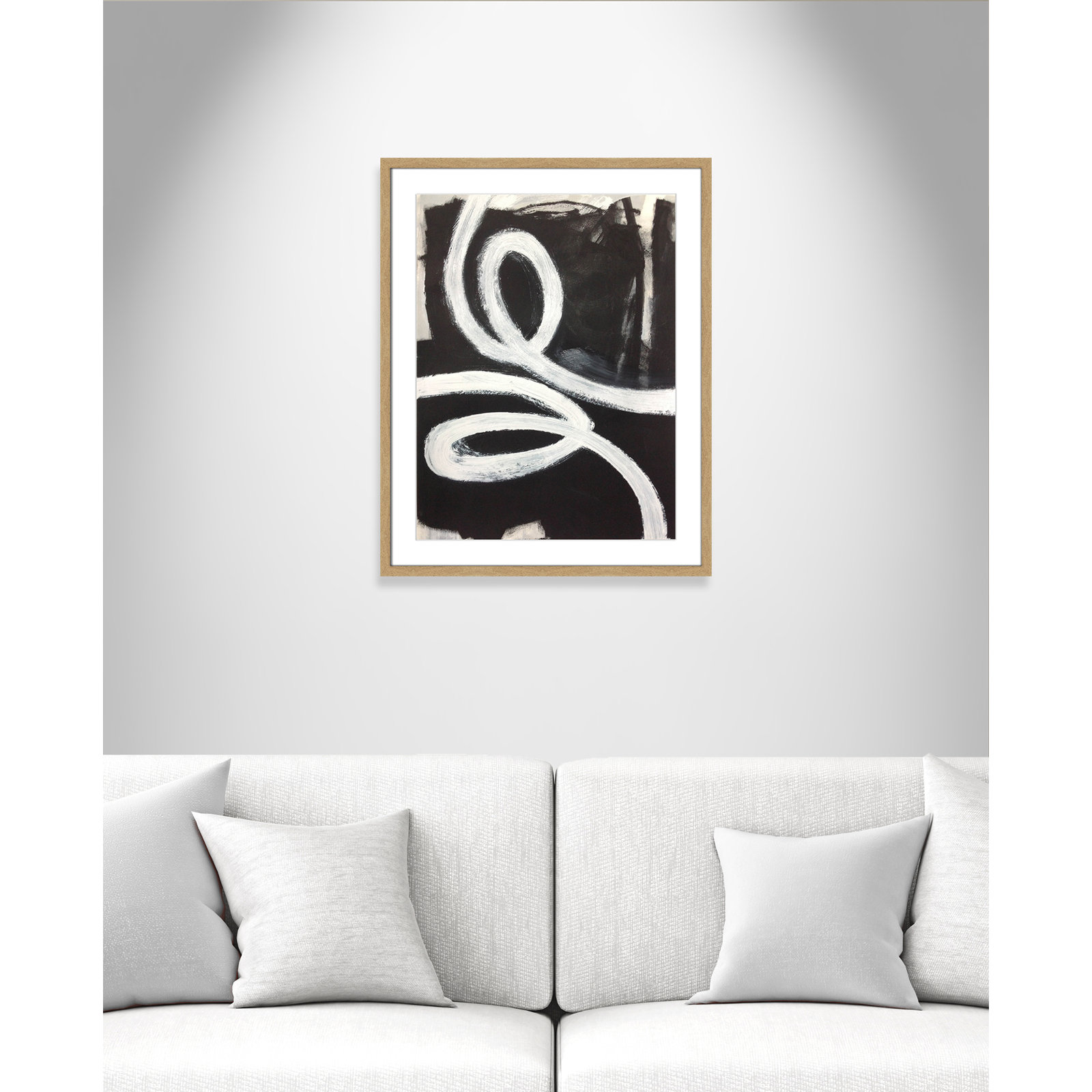 Bronte "Swirly Swirls I" Print, 29.5" H x 23.5" W x 2" D, Natural Woodgrain Box Framed, No