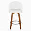 Tabouret de comptoir à hauteur fixe en bois de noyer et similicuir blanc avec repose-pieds rond en métal noir - ensemble de 2-132452735-132452737