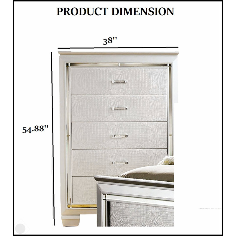 Commode 1 pièce de style contemporain avec texture crocodile, poignées en diamant et tiroirs à queue d'aronde anglaise pour les chambres à coucher modernes