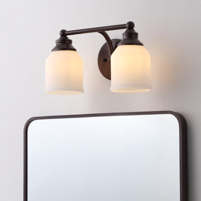 Lauder Iron/Frosted Glass Farmhouse Cottage LED Vanity Light