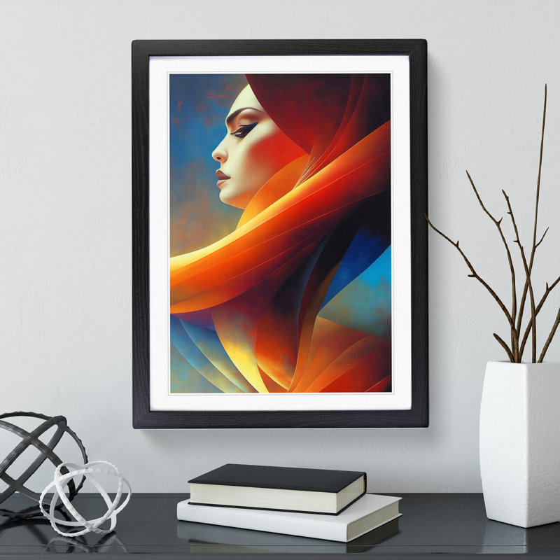 XV1022-5313X Woman In Flames - Single Picture Frame Print, 64cm H x 46cm W x 2cm D, Black