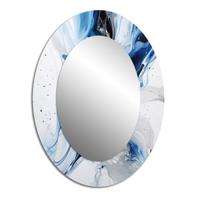 Blue And Grey Ethereal Elixir I - Blue Modern Oval Wall Mirror