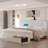 Upholstered Bed Frame with Adjustable Charged LED Headboard and Storage Drawers-74603264-74603267