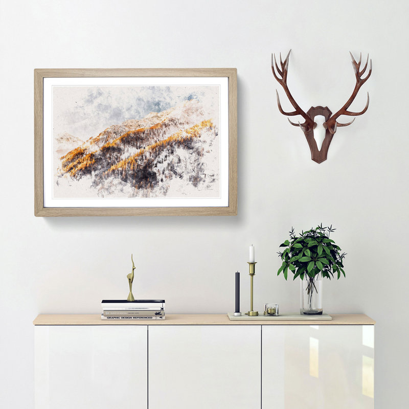 Winter in the Mountains - Framed Print, 33cm H x 45cm W x 2cm D, Oak Framed