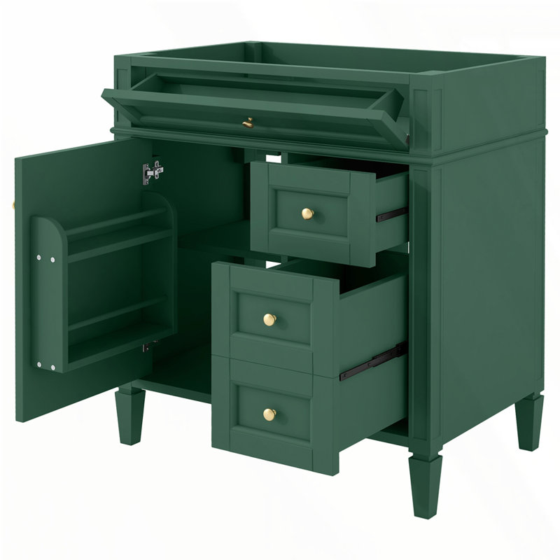 Meuble-lavabo de 30 po sans lavabo supérieur, Vert, Doré