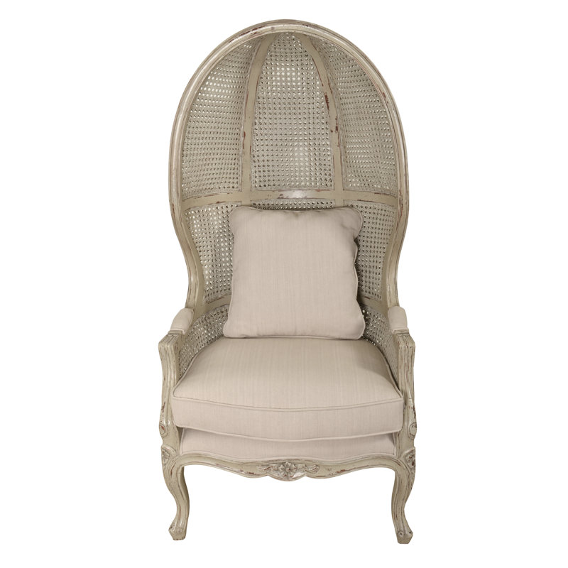 Havel Upholstered Accent Chair, Gray Frame/Beige Cushion