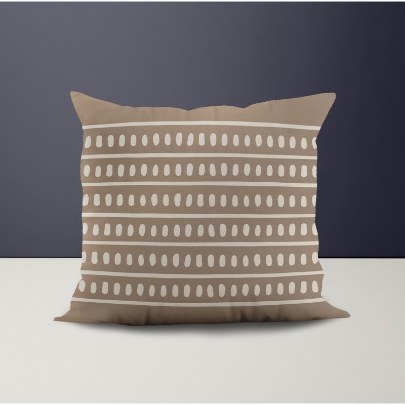Jeté carré en polyester intérieur / extérieur, Beige, L 15 po x H 15 po