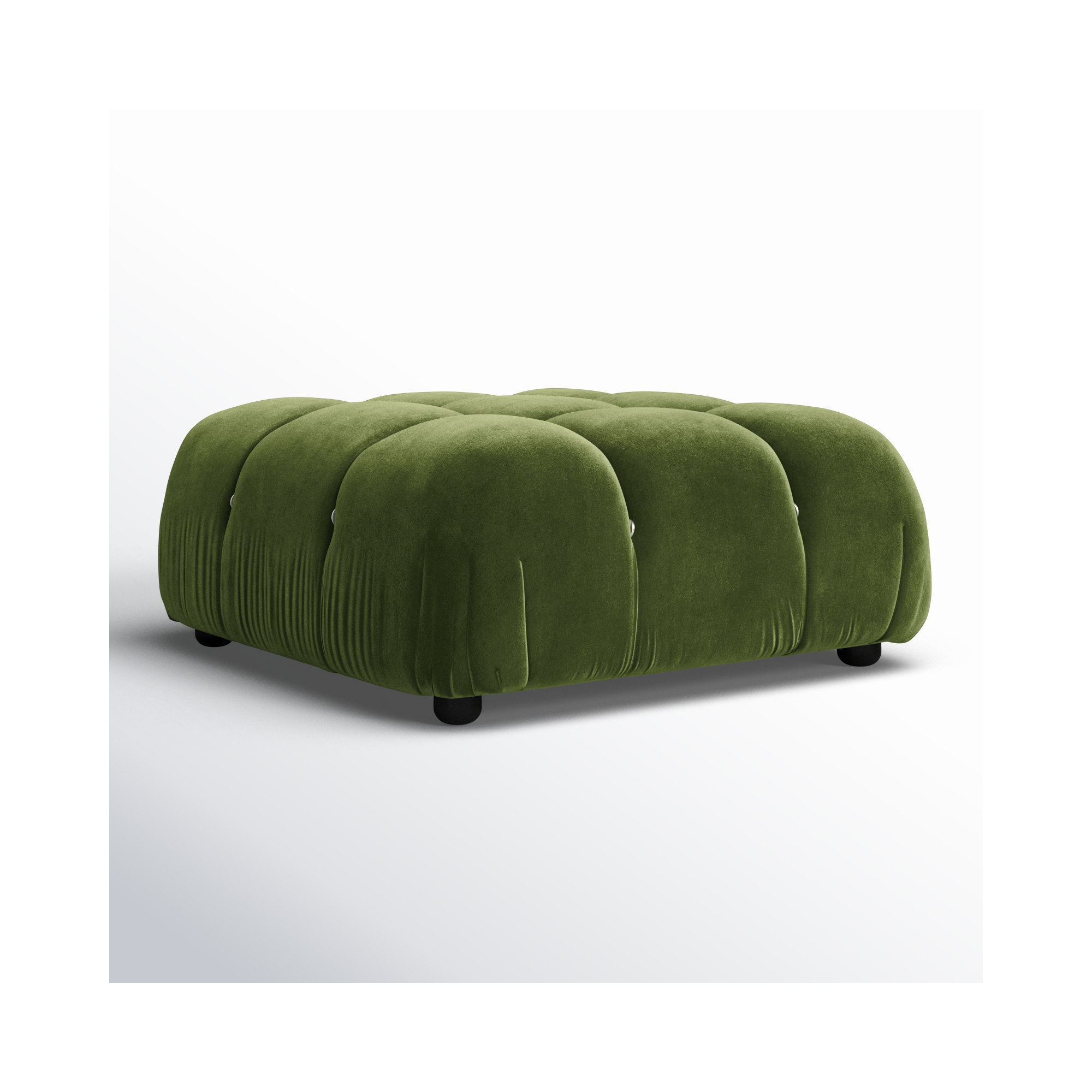 Reva Upholstered Ottoman, Olive Green Velvet