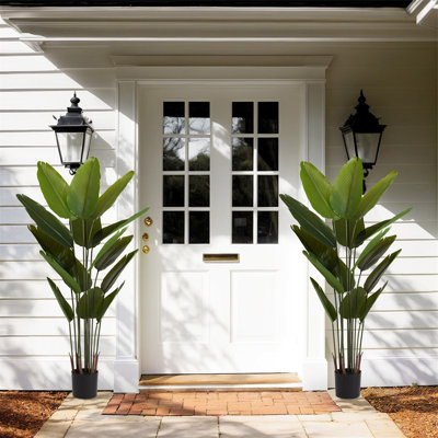 2025 New Adhesive Fabric Traveller Banana Leaf 15 Leaf Home Decoration Indoor Decoration Artificial Green Plant 2Pcs/Set