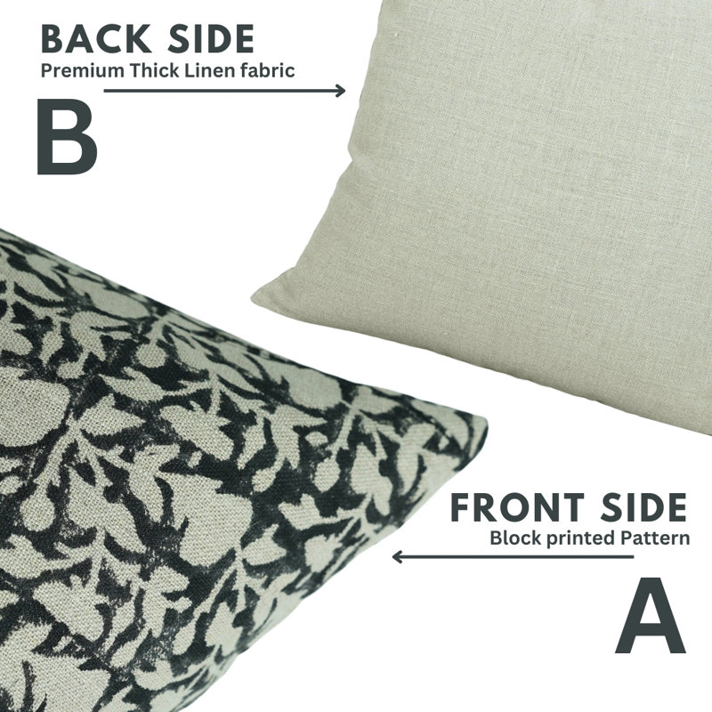 Coussin décoratif décoratif Fabividine Boho, jeté, coton épais, (noir, noir), H 14 po x l 14 po