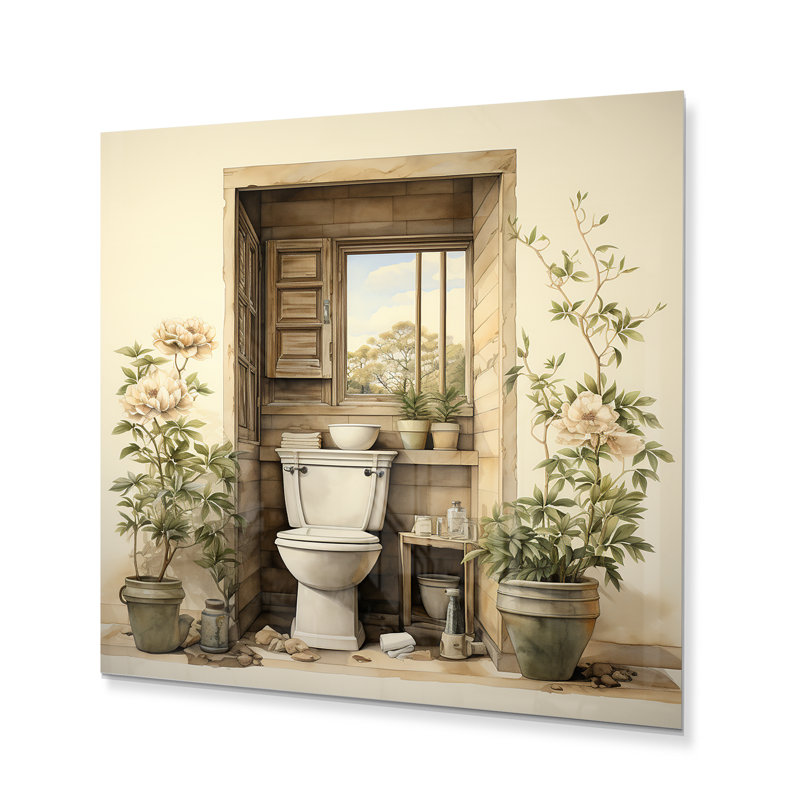 Toilette sérénité, art minimaliste II - impression de bain et de lessive sur métal, H 29 po x l 29 po x P 1 po