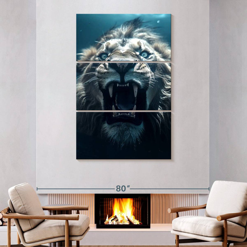 Brampt Lion Swimming, 74" H x 48" W