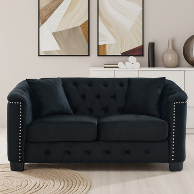 Classic Tufted Velvet Sofa - Nailhead Trim Chesterfield Couch For Home & Office