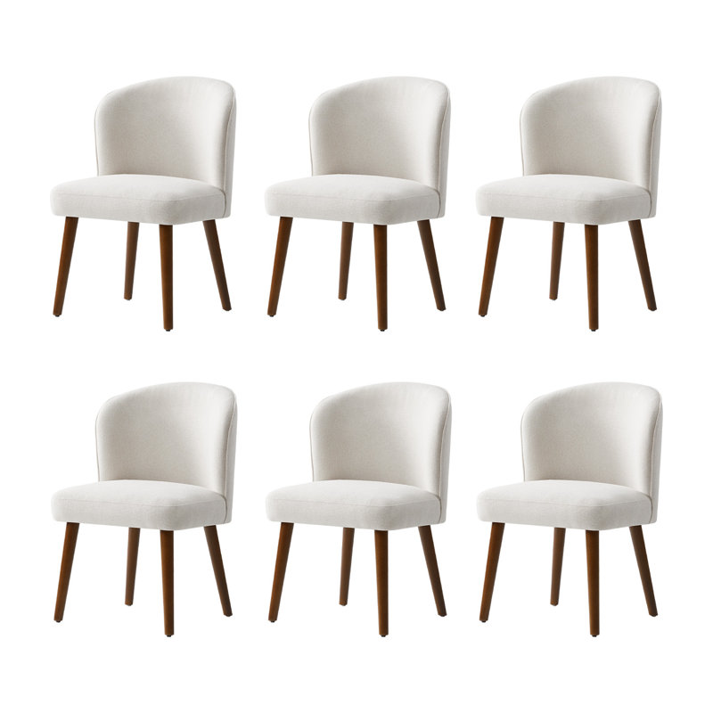 Palmdale Mid-Century Modern Upholstered Dining Chair Set, 6, White