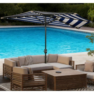 Petit parasol de balcon UPF 30+, demi-parasol de patio extérieur, demi-parasol ventilé avec manivelle, parasol de porche