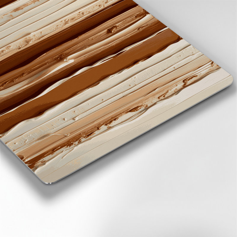 Art mural en métal beige cannelle DiagonalStripes, H 14 po x l 11 po