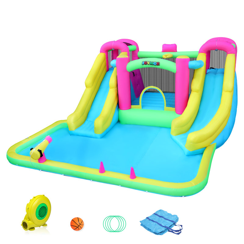 Château gonflable à glissières droites et courbées avec trampoline et piscine
