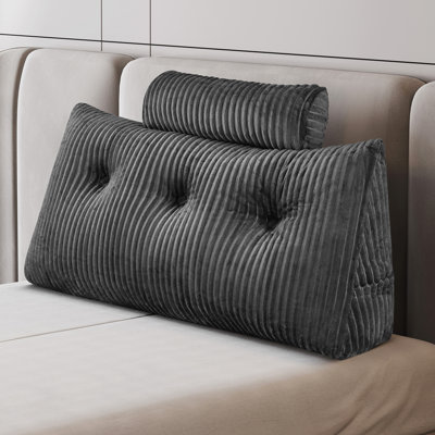 Comfort Wedge Pillow Headboard, Ultra Soft Twin Triangular Pillow, Reading Pillow, Backrest Cushion Headboard Gap Pillow For Back, Gray