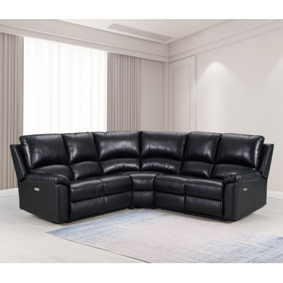 Annaira 128" Wide Faux Leather Symmetrical Reclining Corner Sectional