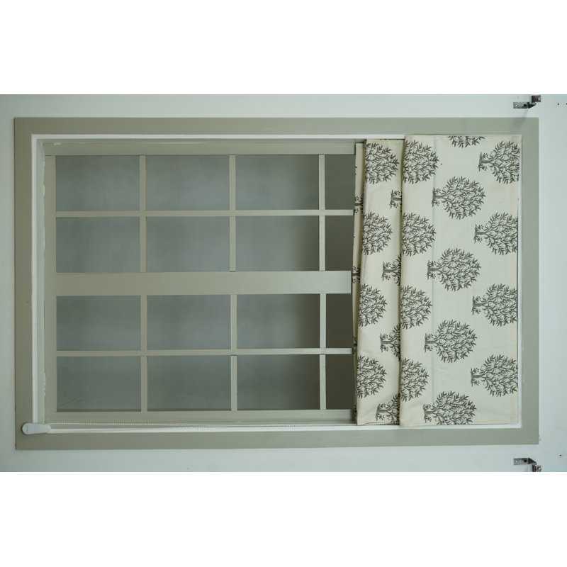 Parures de fenêtre faites à la main - stores romains à imprimé en bloc, Anar, gris, L 36 po x L 84 po