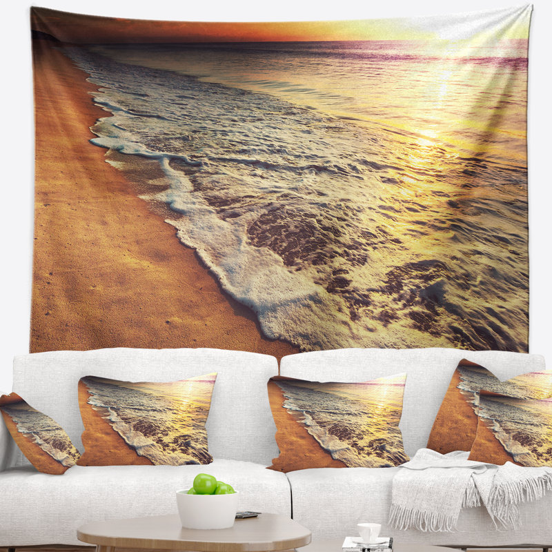 Tapisserie coucher de soleil sur la plage, H 50 po x l 60 po