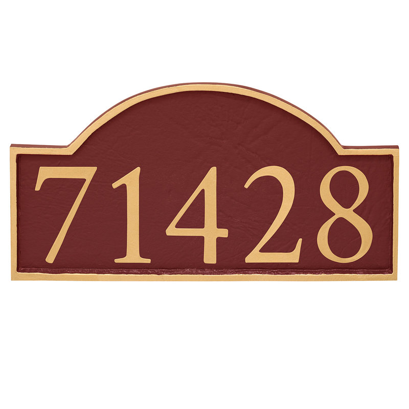 Plaque d'adresse murale 1 ligne Soft Serif, Or, Rouge