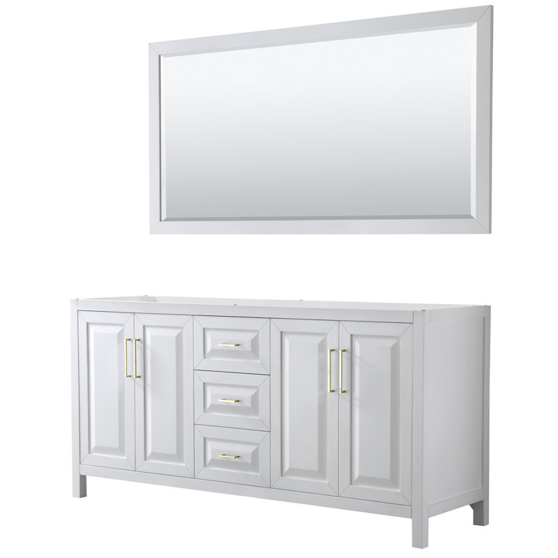 Daria 72'' W Double Vanity, Polished Chrome, White Cultured Marble, White